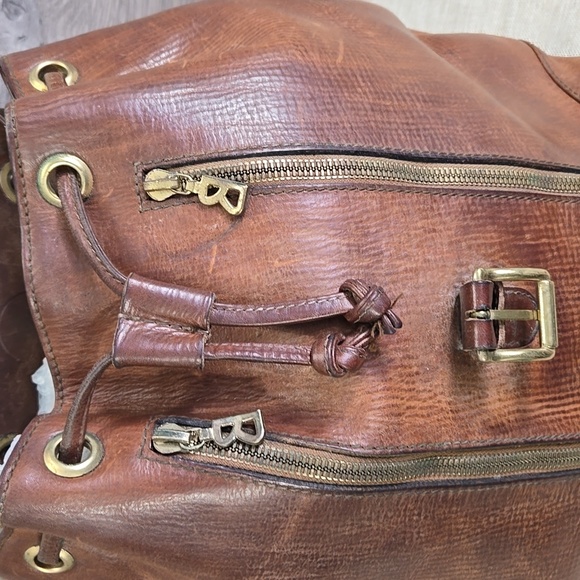 Bogner Brown Leather Backpack Travel Bag Handbag Tote - Picture 9 of 14